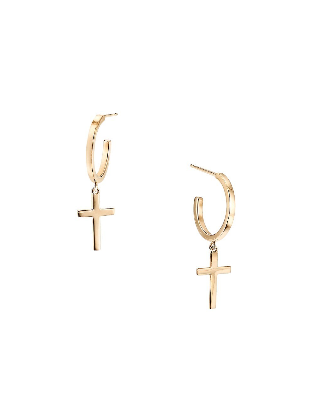 14K Yellow Gold Plated Cross Drop Earrings for Women
