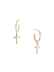 14K Yellow Gold Plated Cross Drop Earrings for Women
