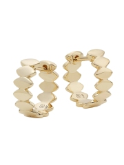 14K Yellow Gold Marquise Huggie Hoop Earrings 925 Silver