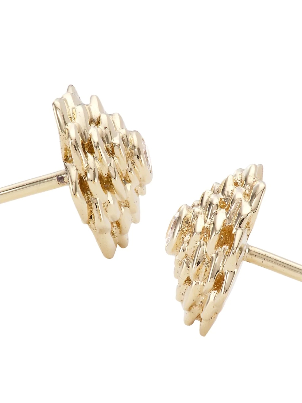 14K Gold Plated & Cubic Zirconia Camellia Stud Earrings