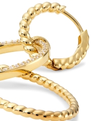 Veritas Twist Orbit 18K Gold Plated Cubic Zirconia Drop Earrings in 925 Silver