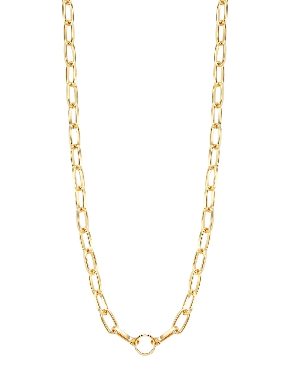 Charm 18K Gold-Plated Sterling Silver Oval-Link Chain Necklace