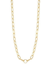 Charm 18K Gold-Plated Sterling Silver Oval-Link Chain Necklace
