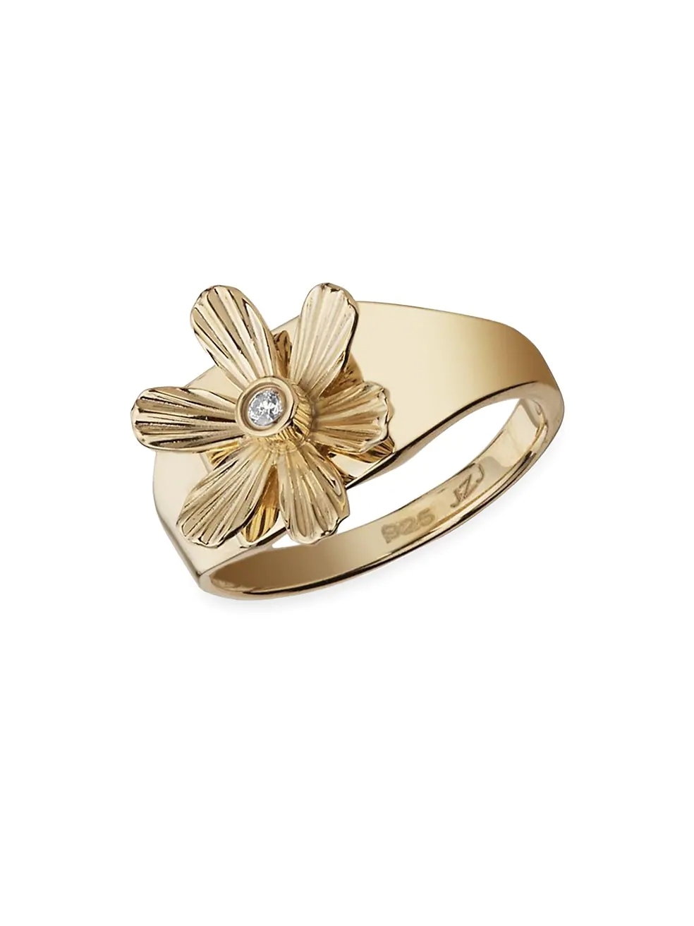 Daisy 14K Yellow Goldplated & Cubic Zirconia Silver Ring