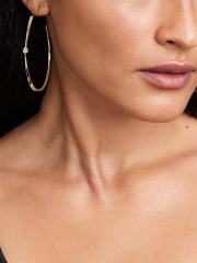 14K Yellow Gold Plated & Pear-Cut Diamond Graduated Hoop Earrings