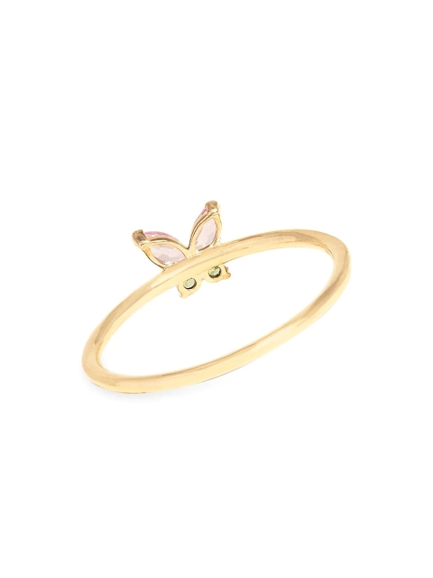 Watermelon 14K Yellow Gold, Pink Sapphire, Tsavorite Butterfly Ring