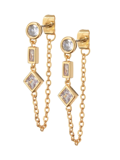 925 Sterling Silver Rhodium Plated Cubic Zirconia Chain Earrings