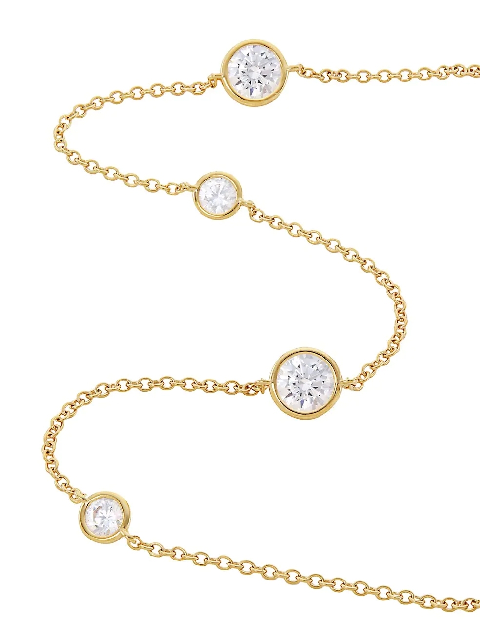 925 Sterling Silver 18K Gold Plated Cubic Zirconia Station Necklace