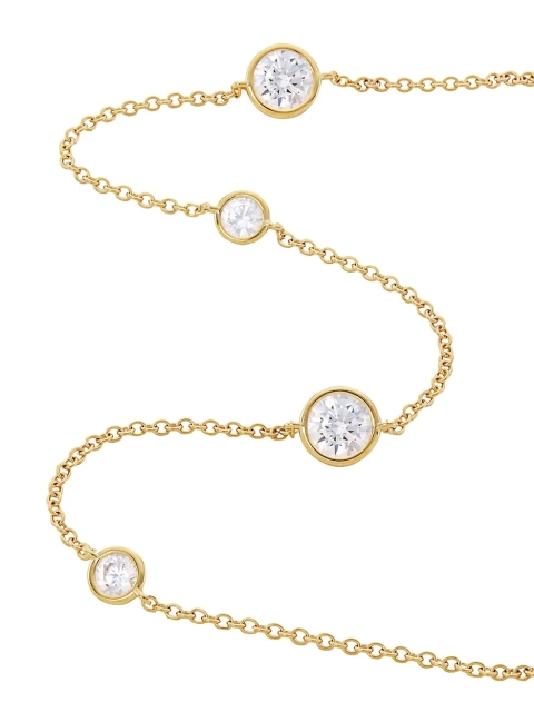 925 Sterling Silver 18K Gold Plated Cubic Zirconia Station Necklace