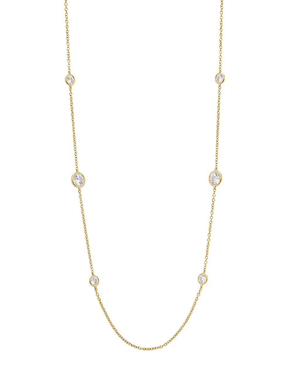 925 Sterling Silver 18K Gold Plated Cubic Zirconia Station Necklace