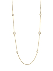 925 Sterling Silver 18K Gold Plated Cubic Zirconia Station Necklace