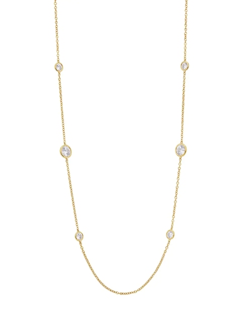 925 Sterling Silver 18K Gold Plated Cubic Zirconia Station Necklace