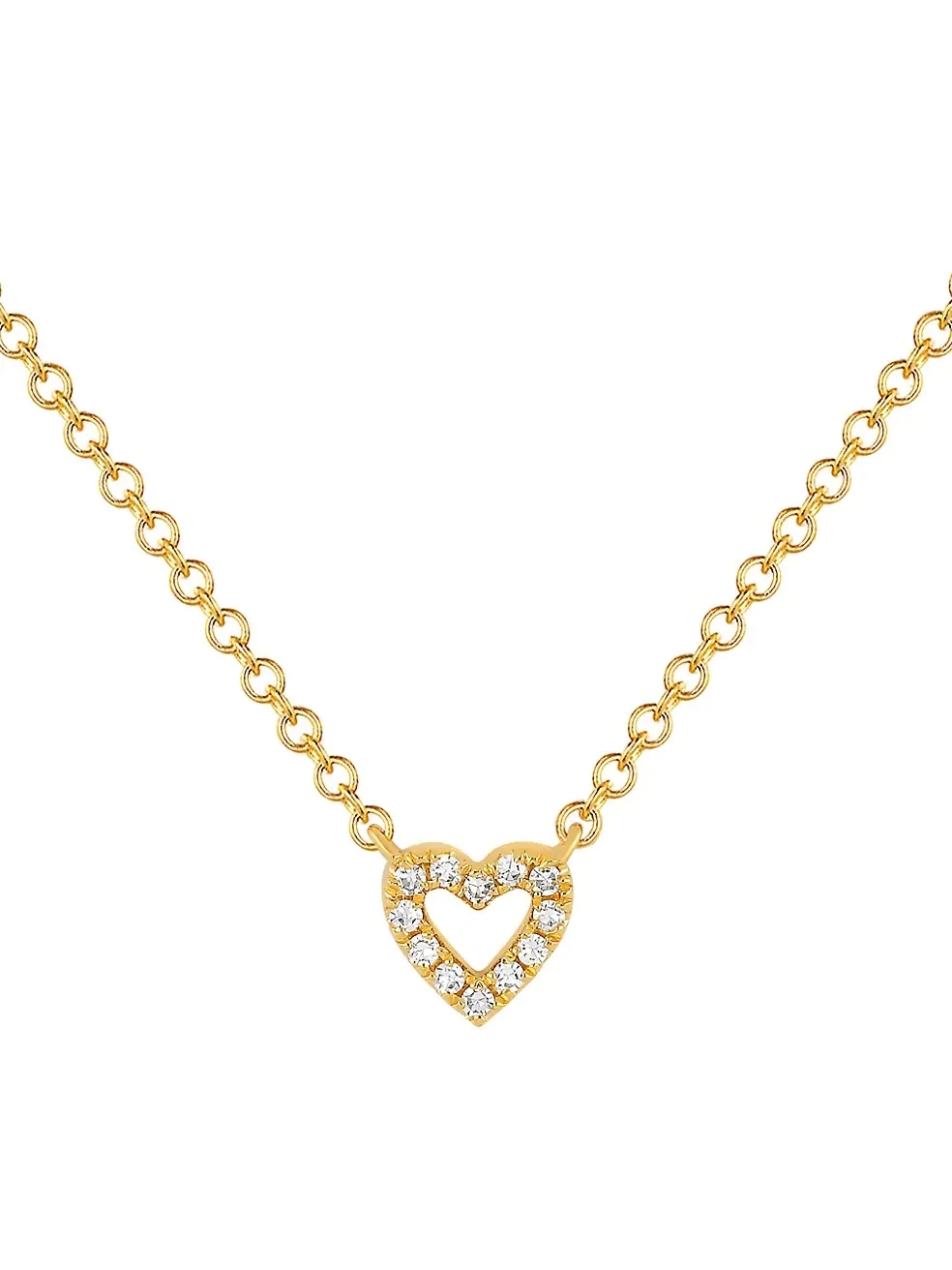 925 Sterling Silver 14K Gold Cubic Zirconia Open Heart Necklace
