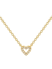 925 Sterling Silver 14K Gold Cubic Zirconia Open Heart Necklace