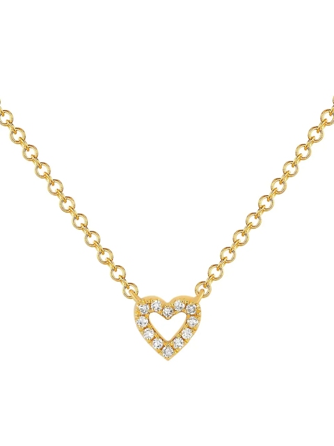 925 Sterling Silver 14K Gold Cubic Zirconia Open Heart Necklace