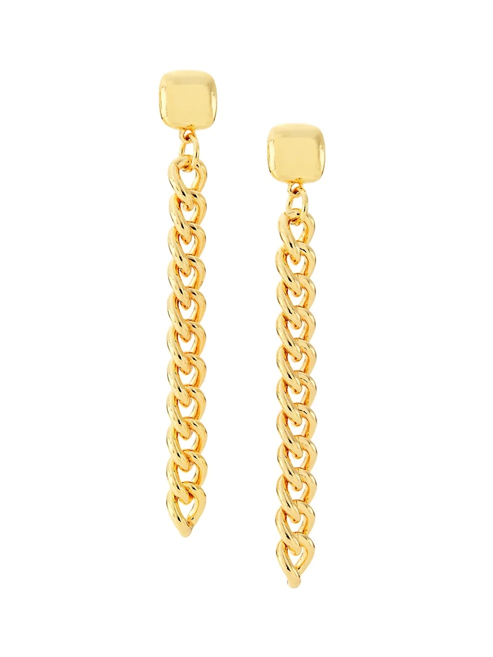 925 Sterling Silver 18K Goldplated Chain Drop Earrings