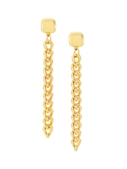 925 Sterling Silver 18K Goldplated Chain Drop Earrings