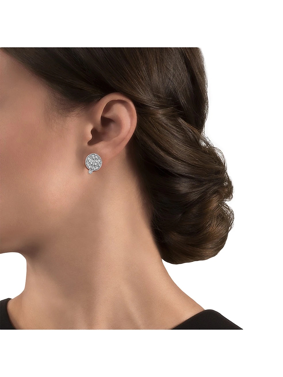 Botanical Leaf Sterling Silver Cubic Zircnia Stud Earrings