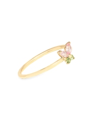 Watermelon 14K Yellow Gold, Pink Sapphire, Tsavorite Butterfly Ring
