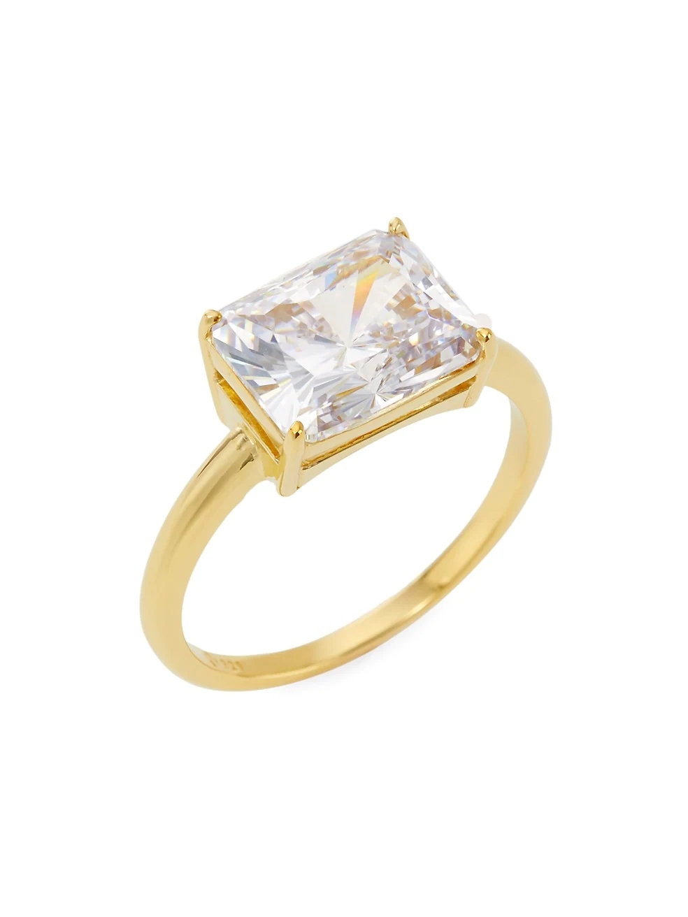 925 Sterling Silver 18K Gold Plated Cubic Zirconia Ring