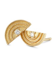 14K Yellow Gold Diamond Mini Rainbow Stud Earrings in 925 Silver