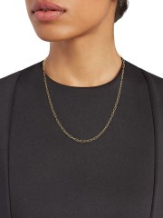 925 Sterling Silver 18K Yellow Goldplated Oval Link Chain Women Necklace
