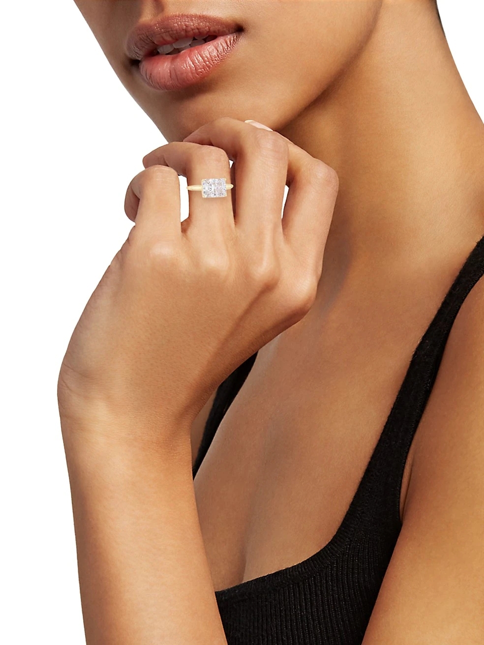 925 Sterling Silver 18K Gold Plated Cubic Zirconia Ring