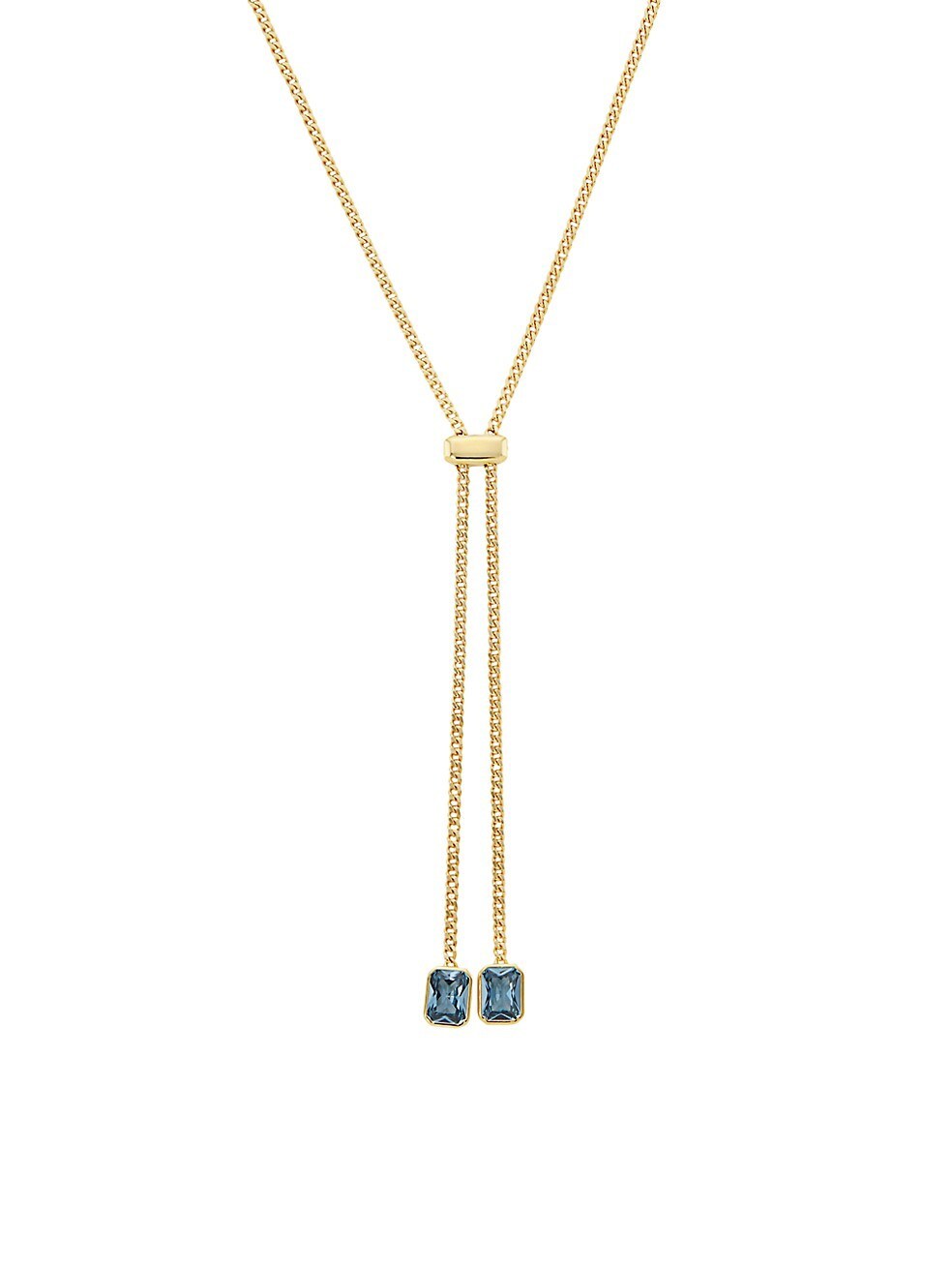 925 Sterling Silver 18K Gold Plated Cubic Zirconia Lariat Necklace