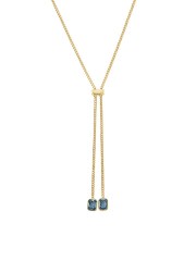 925 Sterling Silver 18K Gold Plated Cubic Zirconia Lariat Necklace