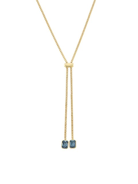 925 Sterling Silver 18K Gold Plated Cubic Zirconia Lariat Necklace