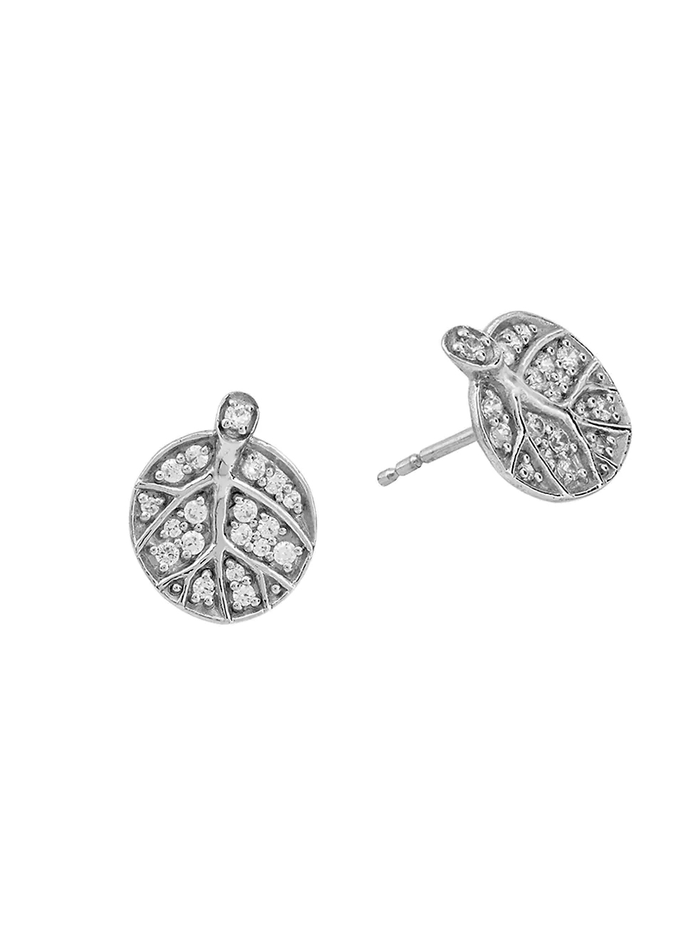Botanical Leaf Sterling Silver Cubic Zircnia Stud Earrings