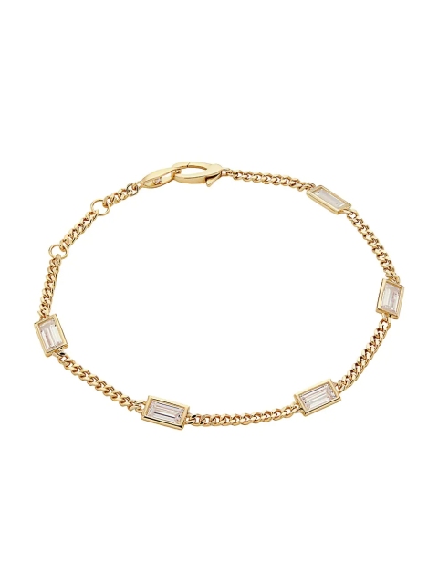 18K Goldplated Baguette Cubic Zirconia Curb Chain Bracelet