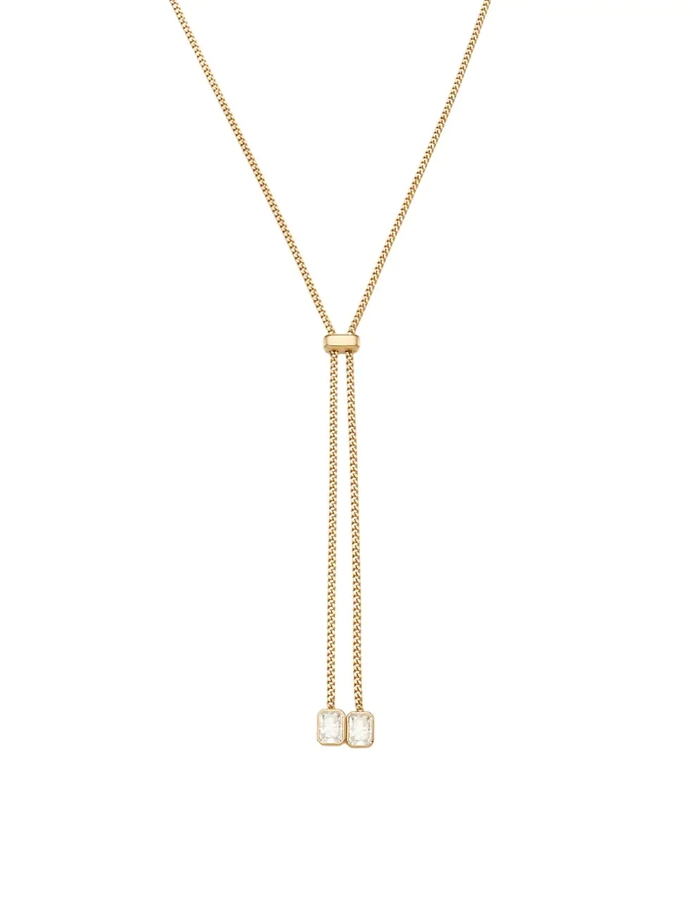 18K Goldplated Emerald Cubic Zirconia Lariat Necklace 925 Silver