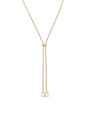 18K Goldplated Emerald Cubic Zirconia Lariat Necklace 925 Silver