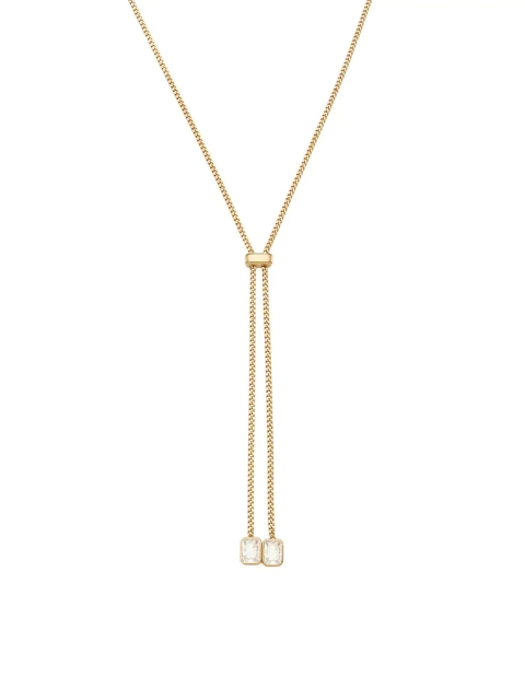18K Goldplated Emerald Cubic Zirconia Lariat Necklace 925 Silver