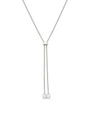 925 Sterling Silver Rhodium Plated Cubic Zirconia Lariat Necklace