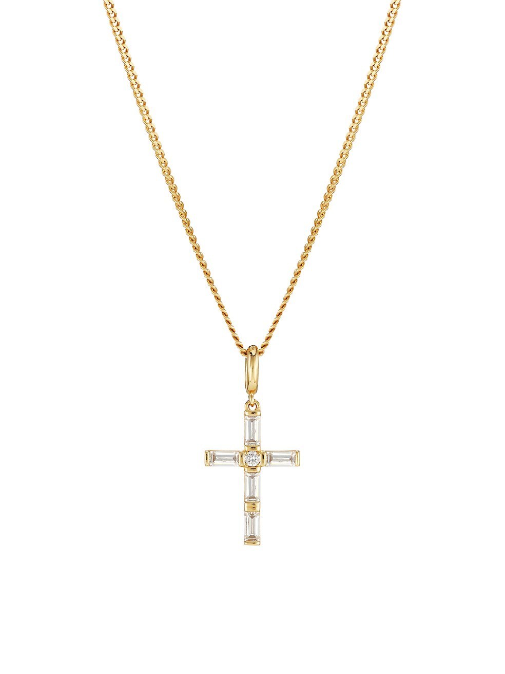 18K Goldplated Cubic Zirconia Cross Necklace 925 Silver Jewelry