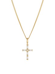 18K Goldplated Cubic Zirconia Cross Necklace 925 Silver Jewelry