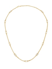18K Goldplated Baguette Cubic Zirconia Curb Chain Necklace