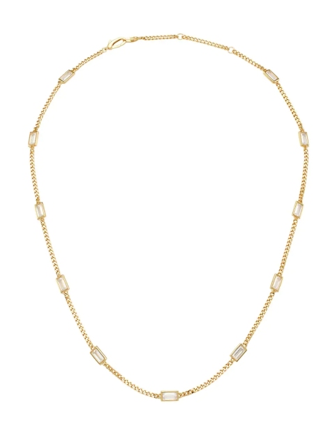 18K Goldplated Baguette Cubic Zirconia Curb Chain Necklace