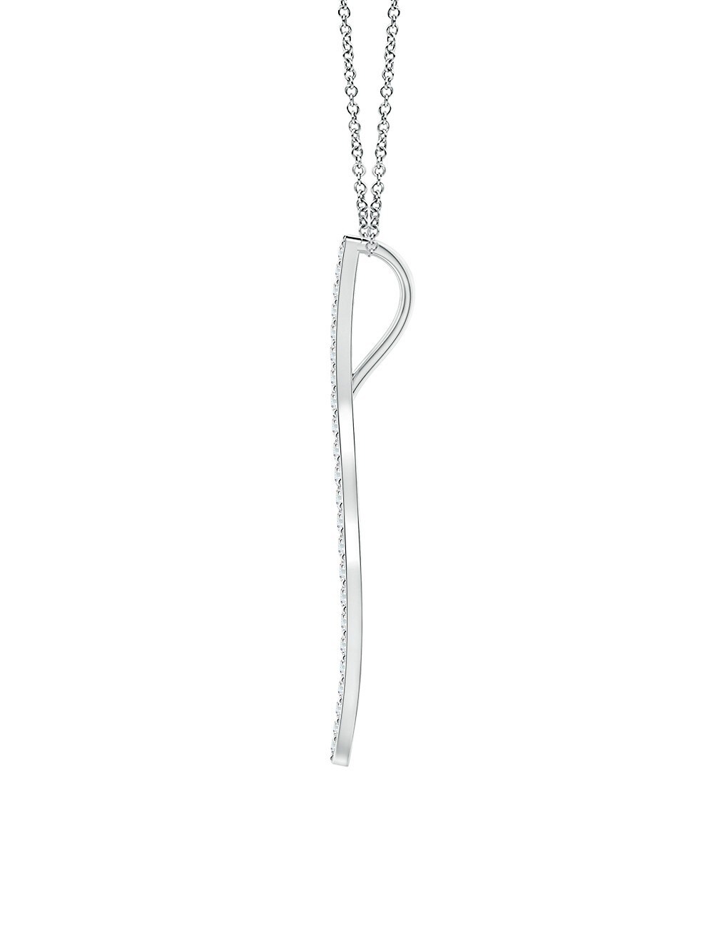 14K White Gold & Diamond Medium Brushstroke Pendant Necklace