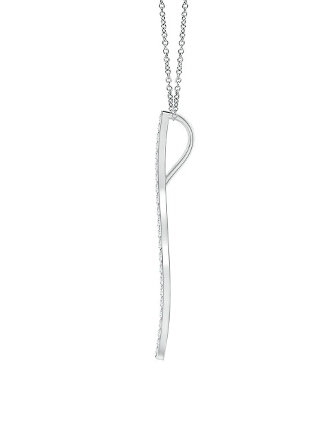14K White Gold & Diamond Medium Brushstroke Pendant Necklace