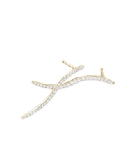 14K Gold Plated Cubic Zirconia Brushstroke Stud Earrings