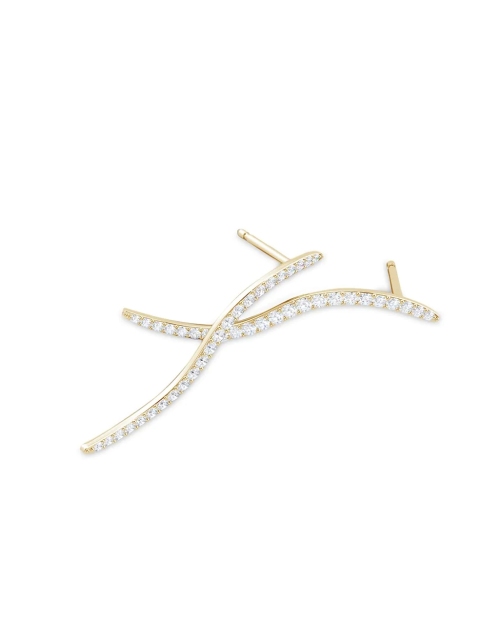 14K Gold Plated Cubic Zirconia Brushstroke Stud Earrings
