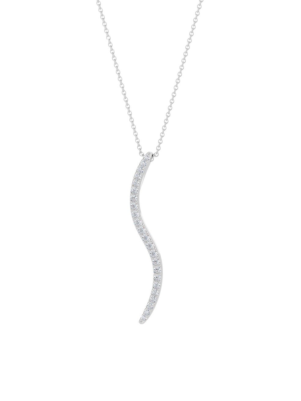 14K White Gold & Diamond Medium Brushstroke Pendant Necklace