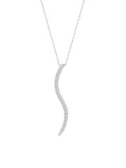 14K White Gold & Diamond Medium Brushstroke Pendant Necklace