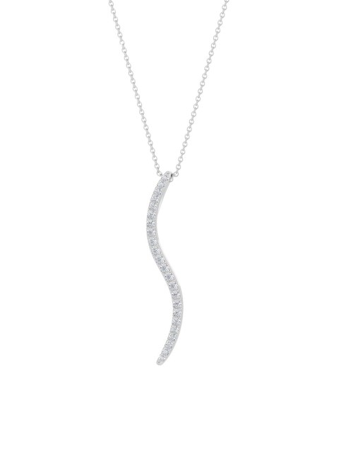14K White Gold & Diamond Medium Brushstroke Pendant Necklace