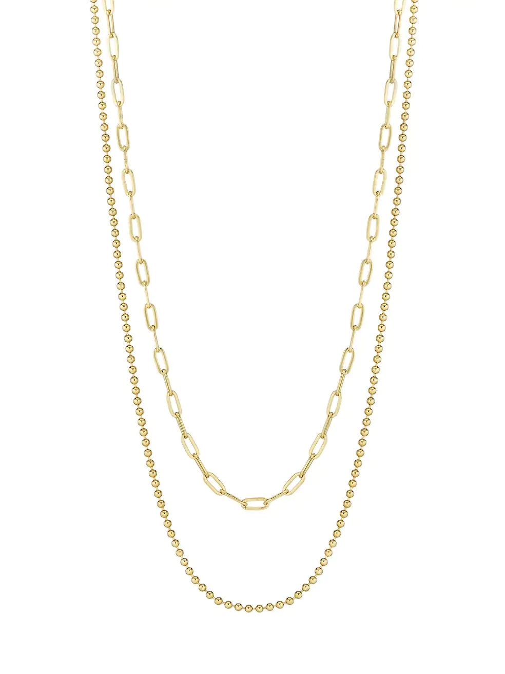 925 Sterling Silver Goldtone Double Chain Necklace