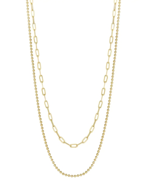 925 Sterling Silver Goldtone Double Chain Necklace