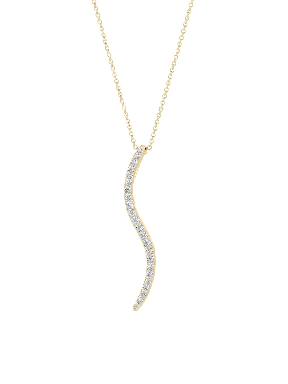 14K White Gold & Diamond Medium Brushstroke Pendant Necklace